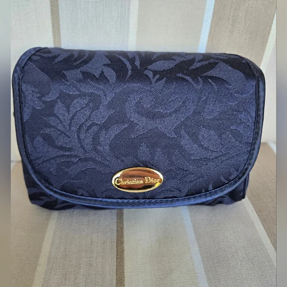 Christian Dior Cosmetic / Makeup Bag in Navy Blue Jacquard - Picture 1 of 5